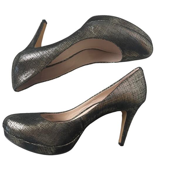 Vince Camuto Zella Silver Two Tone Metallic Platform Leather Pump 9.5 - Picture 7 of 10